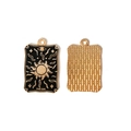 Vintage-Sonnentarot-Anhänger aus Gold und schwarzem Emaille für DIY-Schmuck - Die Sonne Tarotkarten Stil (10#)