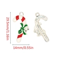 Christmas candy cane charm with red white stripes and green bow for DIY jewelry making - Christmas Candy Cane (XH50904)