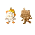 Halloween bedeltje: cartoon figuurtje van goudlegering met wit en geel emaille voor DIY - 10# (Strohoed Personage)