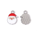 Pendentif Père Noël en émail pour bijoux DIY avec dos texturé argenté poli - Père Noël (2#)