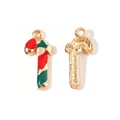 Christmas candy cane zinc alloy pendant with red and green enamel for DIY jewelry making - Candy Cane with Bow (1#)