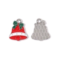 Pendentif cloche de Noël DIY en émail rouge et vert pour la création de bijoux - Cloche de Noël Avec Noeud (3#)