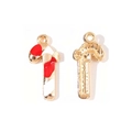 Zinc alloy Christmas candy cane pendant with red and white enamel and golden bow - Red White Striped Cane with Bow (2#)