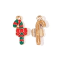 Christmas candy cane pendant with red bow for DIY jewelry making and accessories - Red Green Striped Cane with Bow (3#)