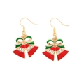 Orecchini a campana di Natale in lega dorata con smalto rosso e verde per le feste - Stile 1 (Campana di Natale-Gancio d'Oro)