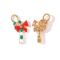 Ciondolo a bastoncino di Natale con fiocco rosso e bordo dorato per gioielli DIY - Bastoncino Natalizio con Fiocco (5#)