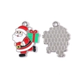 Pendentif de Noël Père Noël en alliage avec boîte cadeau verte et dos en métal argenté - Père Noël Portant un Sac de Cadeaux (9#)