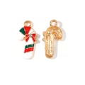 Ciondolo natalizio a bastoncino in smalto rosso, verde e bianco con fiocco dorato e strass - Bastoncino Natalizio con Fiocco in Strass (6#)