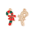 Christmas candy cane charms with red bow and green oil drip for DIY jewelry making - 1# Red Cane (XH50911)