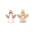 Detalle de dijes de ángel de esmalte blanco con diamantes de imitación y reverso dorado - Estilo Angelito Blanco con Diamantes de Imitación (6#)