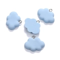 Sky blue cloud pendant with matte finish and metal ring for DIY jewelry making - Lake Blue