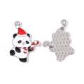 Pendentif panda de Noël en alliage avec bonnet de Père Noël et canne à sucre, émail - Panda Avec Bonnet de Noël et Sucre d'Orge (12#)