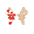 Christmas candy cane pendant with red bow and white enamel for DIY jewelry making - 2# Red and White Cane (XH50911)
