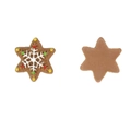 Weihnachtliche Sternanhänger in Lebkuchenbraun mit bunten Punkten und Schneeflocken - Schneeflocke