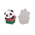 Pendentif panda de Noël en émail dans une boîte cadeau verte pour bijoux DIY - Panda Dans Boîte Cadeau (13#)