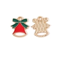Christmas bell alloy charm with red enamel and green bow for DIY jewelry making - Red Bell Green Bow Style (1#)