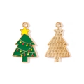 Pendentif sapin de Noël en émail vert et dos doré pour la création de bijoux DIY - Style Sapin de Noël avec Boules Colorées (9#)