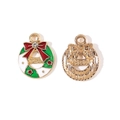 Christmas wreath and candy cane alloy charms with red and green enamel in gold finish - 4# Bell Star Charm (XH50911)