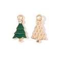 Pendentif sapin de Noël en émail vert avec dos en métal doré et strass étincelant - Style Sapin de Noël Strass Vert Foncé (4#)