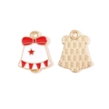 Christmas bell alloy enamel charm with red bow for DIY jewelry making and crafts - White Bell Red Bow Star Style (4#)
