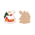Pendentif de Noël émaillé maison rouge avec sapin vert pour création bijoux - Style Maison de Neige avec Cheminée (12#)