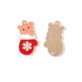 Pendentif de Noël ours et moufle rouge en émail et alliage doré pour bijoux DIY créatifs - Style de Gant de Noël Ours (6#)