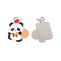 Pendentif panda de Noël en alliage avec émail et dos argenté texturé - Panda Avec Sac Orange (18#)