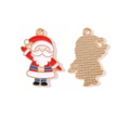 Ciondolo Babbo Natale DIY con lato frontale colorato e retro in metallo dorato testurizzato - 7# (Babbo Natale Con Lanterna)
