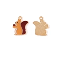 Enamel squirrel pendants in orange and brown with gold metal back for DIY jewelry making - 2#