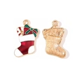 Pendentif chaussette de Noël émaillé rouge, blanc et vert pour bijoux DIY créatifs - Style de Chaussette de Noël avec Nœud (9#)