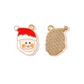 Colgante de Papá Noel de aleación esmaltada roja y blanca con reverso dorado - Estilo Cara de Papá Noel (8#)