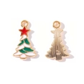 Christmas tree alloy pendant with green and white enamel finish and gold plated back - Layered Christmas Tree Style (10#)