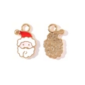Ciondolo Babbo Natale in lega con smalto rosso e retro in metallo dorato lucido - 9# (Viso di Babbo Natale)