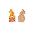 Enamel gnome charm with orange hat and pumpkin for DIY jewelry making and earrings - Gnome Style (4#)
