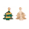 Christmas tree alloy enamel pendant with green finish and Merry Billy engraving - Merry Billy Christmas Tree Style (12#)
