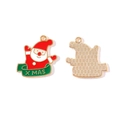 Colgante de Papá Noel en metal esmaltado con pancarta X-MAS para joyería DIY - Estilo Pancarta de Papá Noel (10#)
