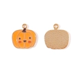 Pendentifs citrouille DIY avec émail orange et dos doré texturé pour bijoux faits main - 5#