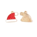 Pendentifs de chapeau de Noël émaillés rouge et or pour la création de bijoux DIY - Style de Bonnet de Noël Étoile (12#)