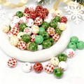 Perles de Noël en bois 16mm avec flocons et motifs festifs pour loisirs créatifs DIY - Motif Bonhomme de Pain d'Épices Flocon Multicolore Imprimé