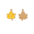 Pendentif feuille d'érable en émail jaune et métal doré pour la création de bijoux DIY - 12#