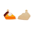 Pendentif gâteau émaillé en alliage avec dos doré pour création de bijoux artisanaux - Style de Tarte à la Citrouille (13#)
