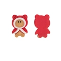 Abalorio de oso de resina con capucha roja para zapatos y decoración de accesorios DIY - Oso con Chaqueta Roja