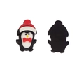 Lindo adorno navideño de pingüino para zapatos con gorro rojo para decoración DIY - Pingüino