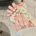 French wine red cat eye press-on nails with short square shape and cat eye magnetic finish - Extra Small (XS)