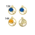Golden ocean series shell pendants with blue and yellow enamel charms in matrix view - Blue Shell (13#)