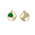 Golden ocean shell pendant with green enamel and star details for DIY jewelry - Green Shell (2#)