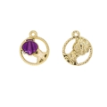 Golden ocean shell and starfish round alloy charms for DIY necklaces and jewelry - Purple Shell (3#)