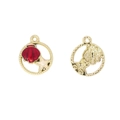 Ocean-themed shell and starfish pendant with red and cream enamel in a gold alloy finish - Deep Red Shell (4#)