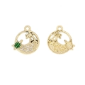 Golden round tropical charm with sea turtle, palm tree motifs and sparkling crystals - Sea Turtle (5#)