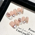 Unghie finte dipinte a mano con foglie d'acero punte francesi e strass scintillanti - XS / 2471-Ovale Corto